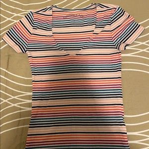 stripped low v t-shirt